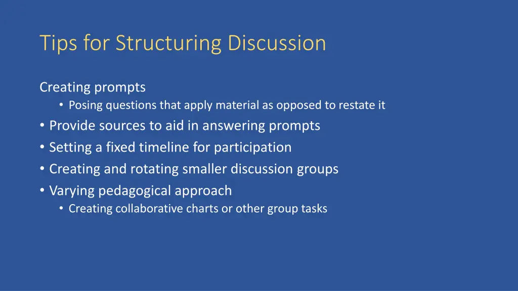 tips for structuring discussion