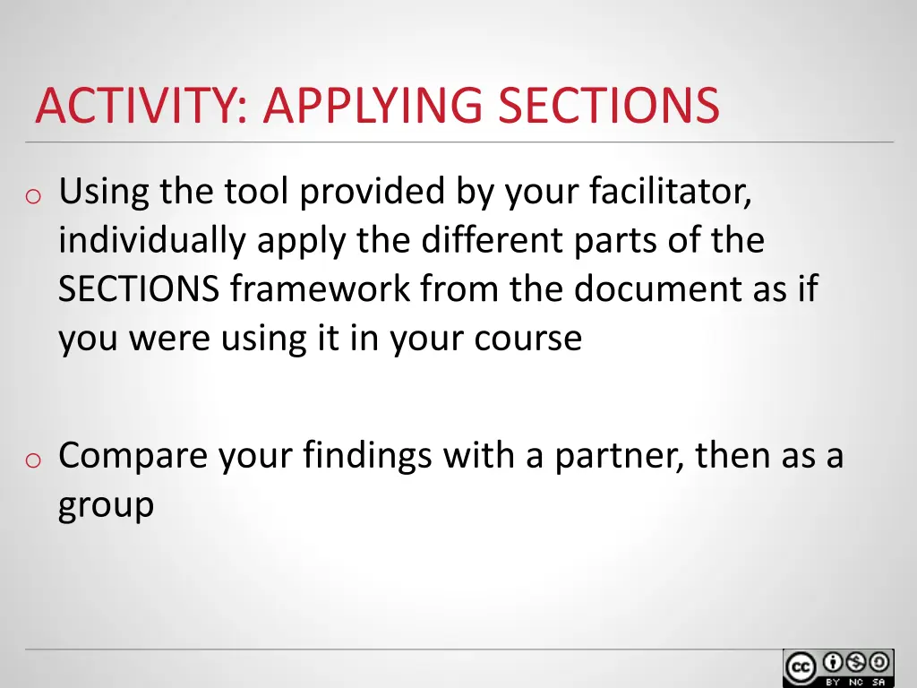 activity applying sections