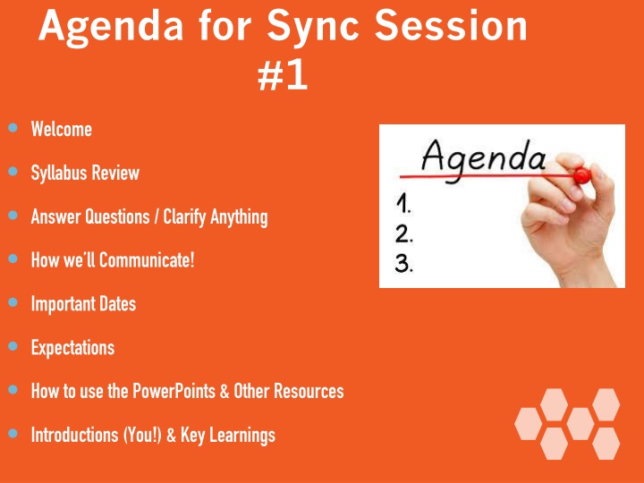 agenda for sync session 1