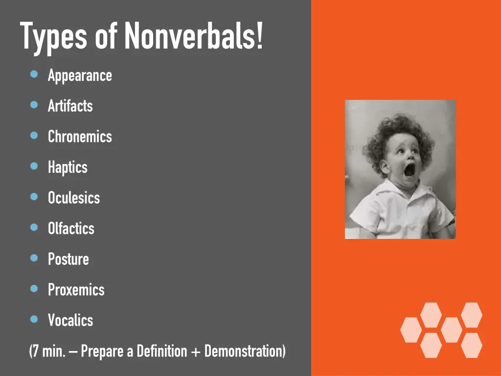 types of nonverbals appearance artifacts