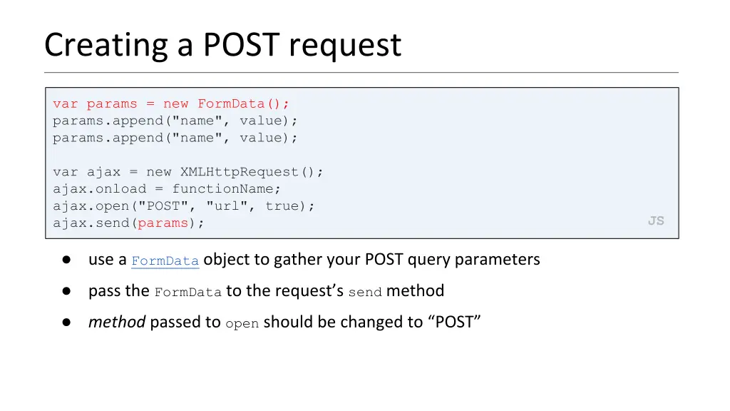 creating a post request