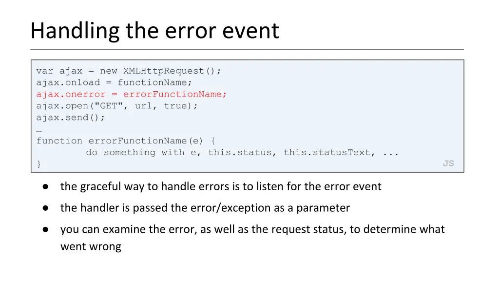 handling the error event