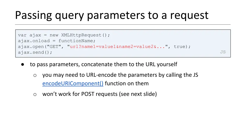 passing query parameters to a request