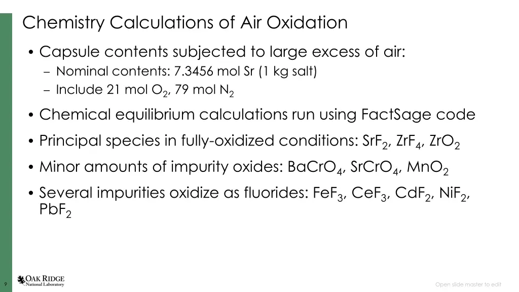 chemistry calculations of air oxidation