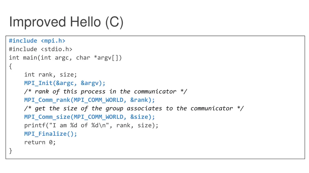 improved hello c