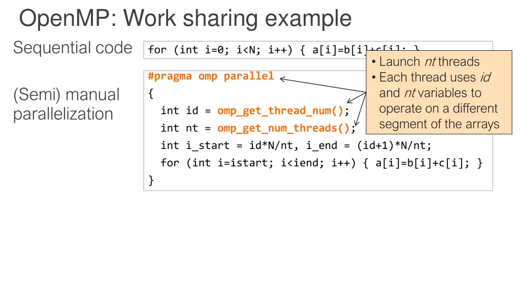 openmp work sharing example sequential code 2