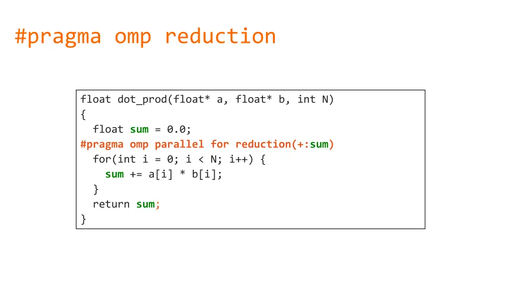 pragma omp reduction
