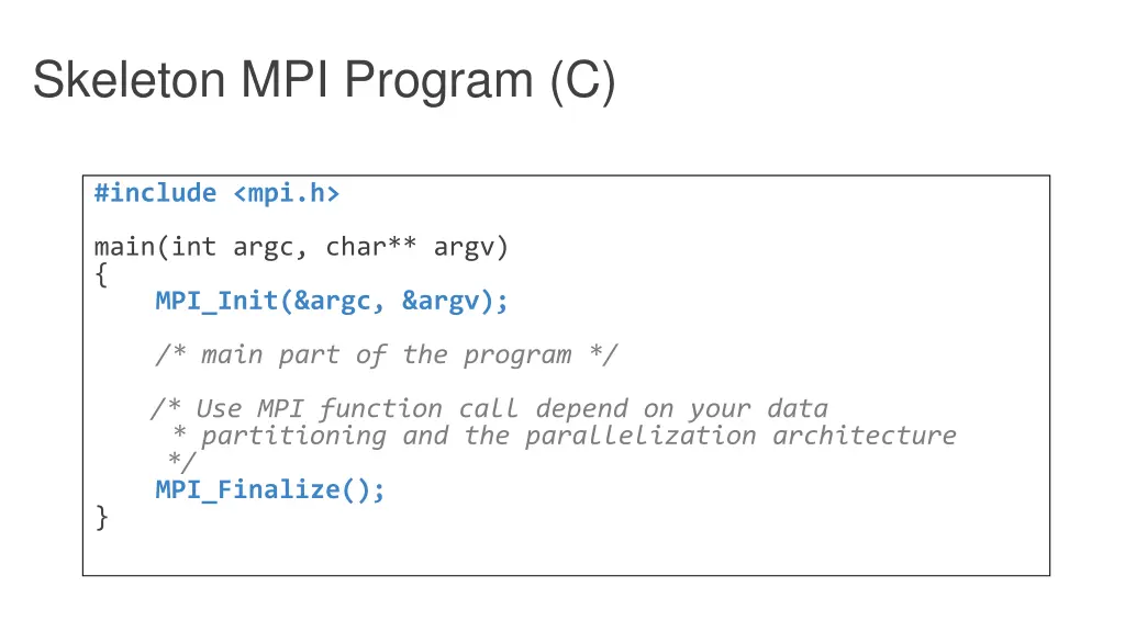 skeleton mpi program c