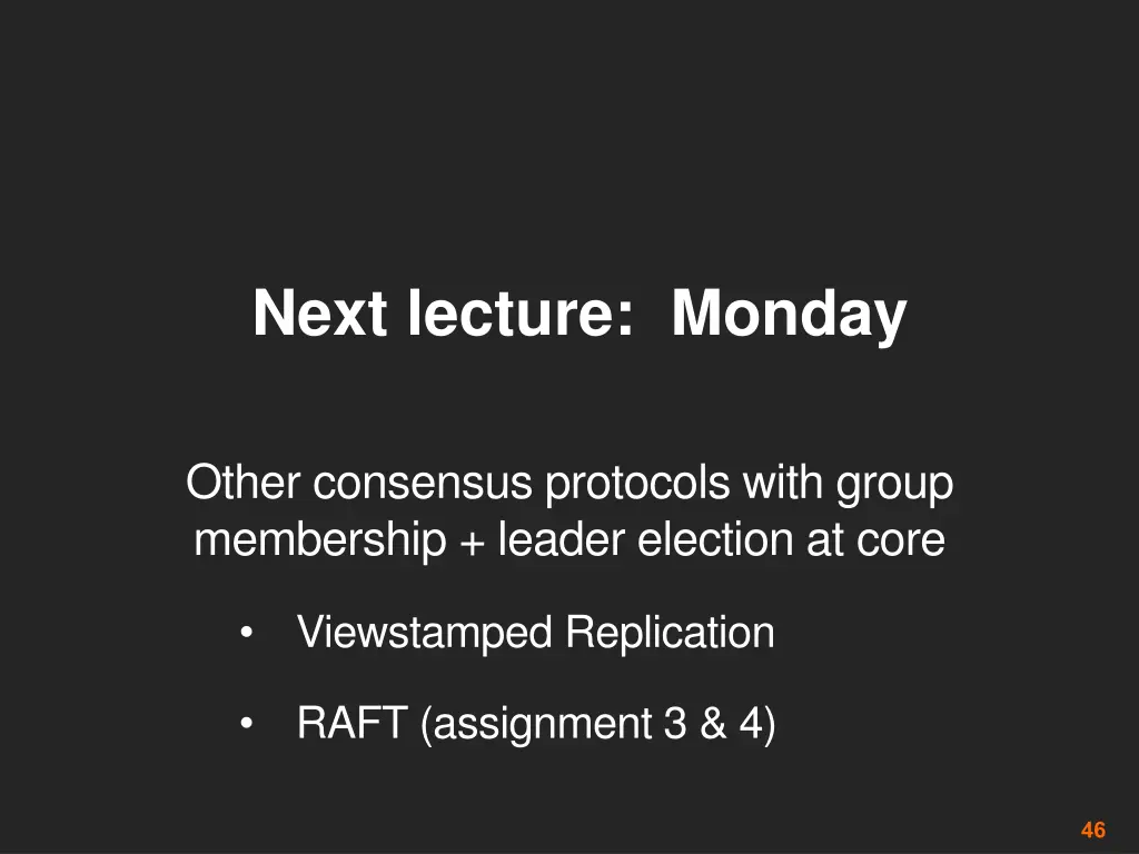 next lecture monday