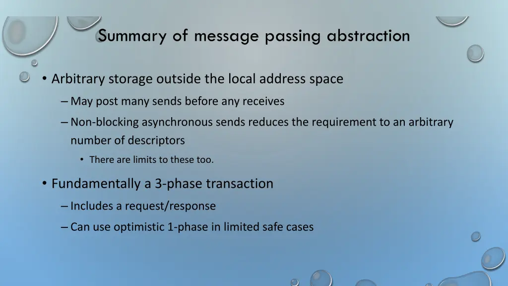 summary of message passing abstraction