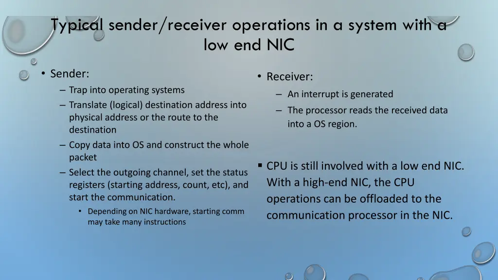 typical sender receiver operations in a system