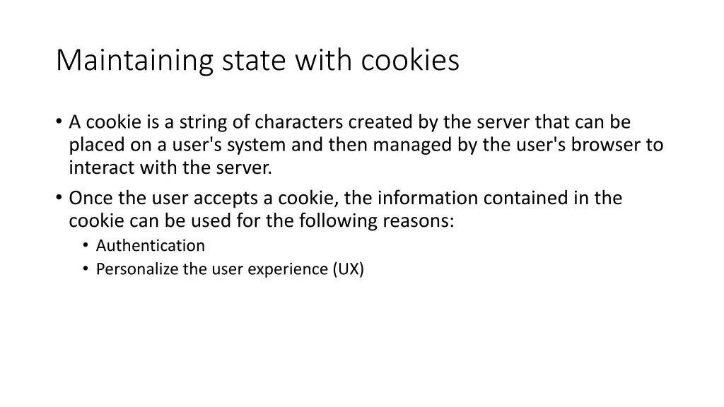 maintaining state with cookies