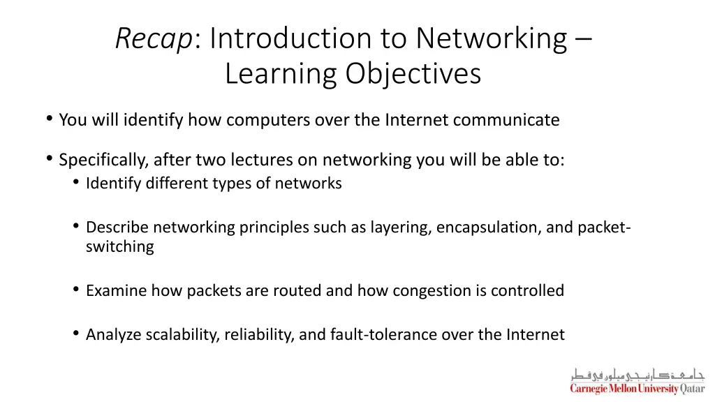 recap introduction to networking learning