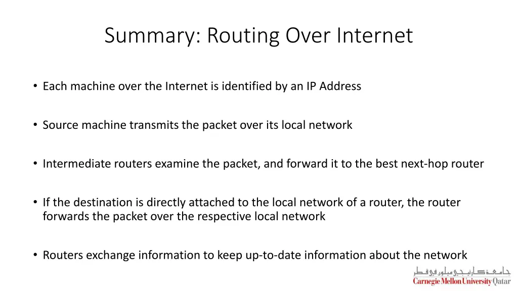 summary routing over internet