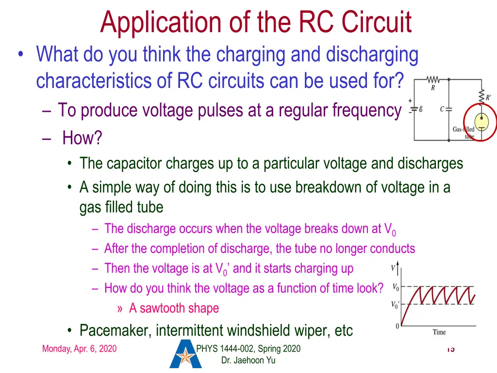 application of the rc circuit