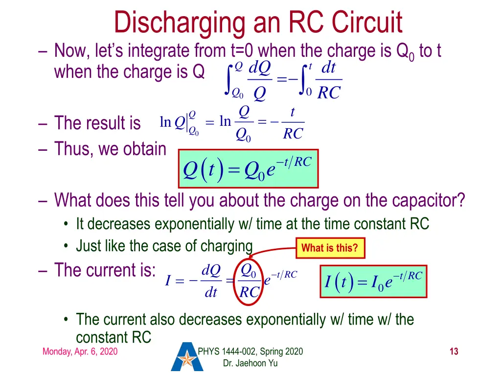 discharging an rc circuit