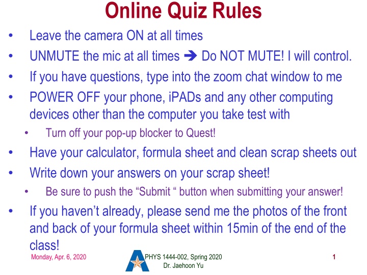 online quiz rules leave the camera