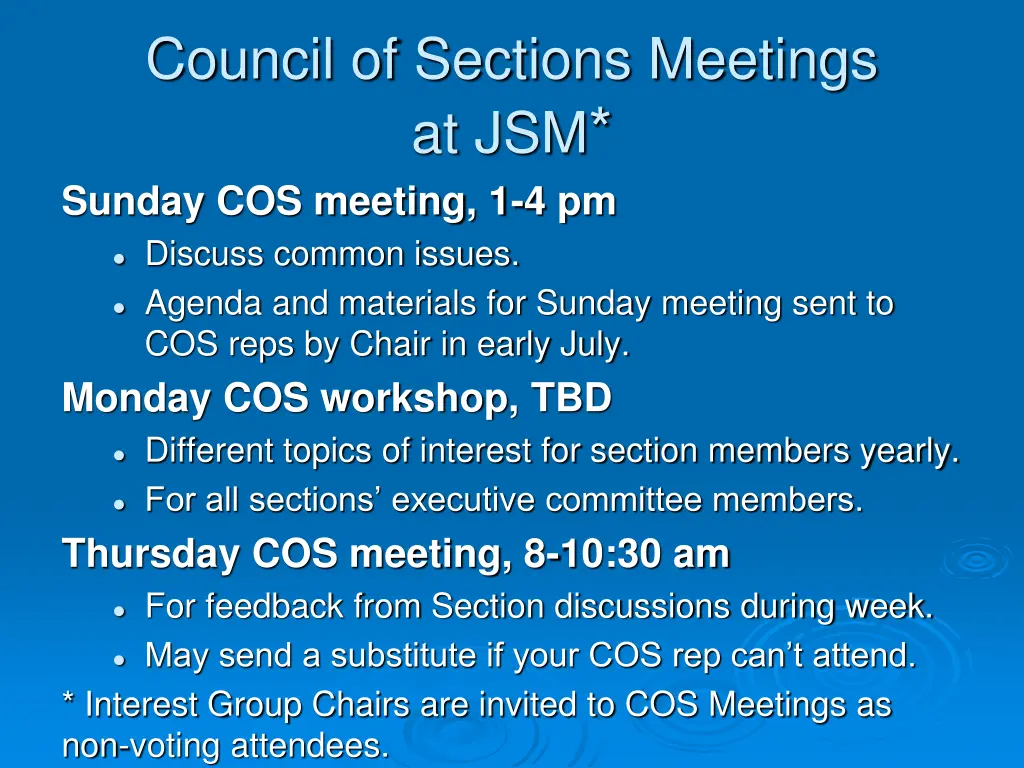 council of sections meetings at jsm sunday