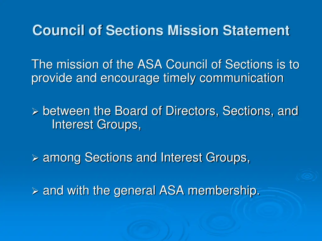 council of sections mission statement