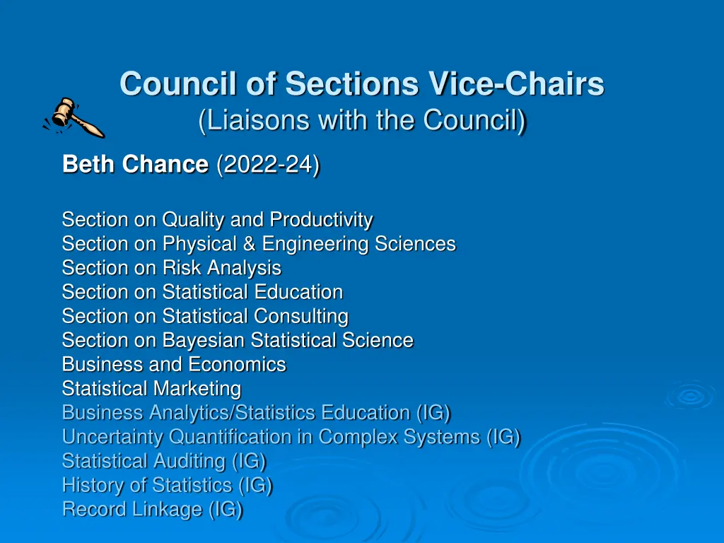 council of sections vice chairs liaisons with 1