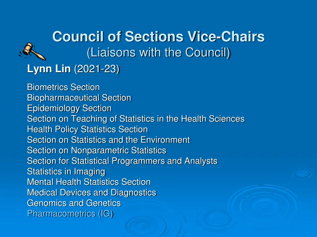 council of sections vice chairs liaisons with