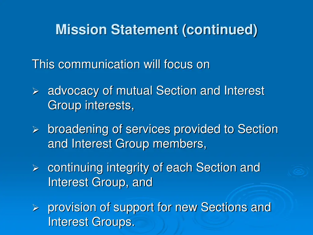mission statement continued