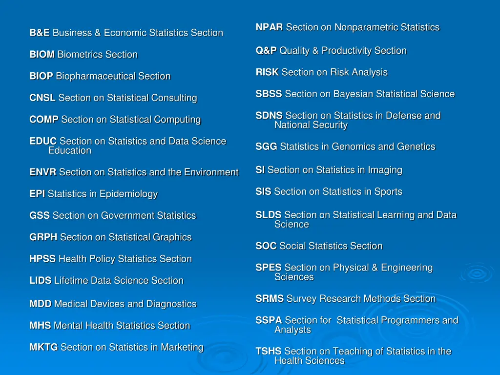 npar section on nonparametric statistics