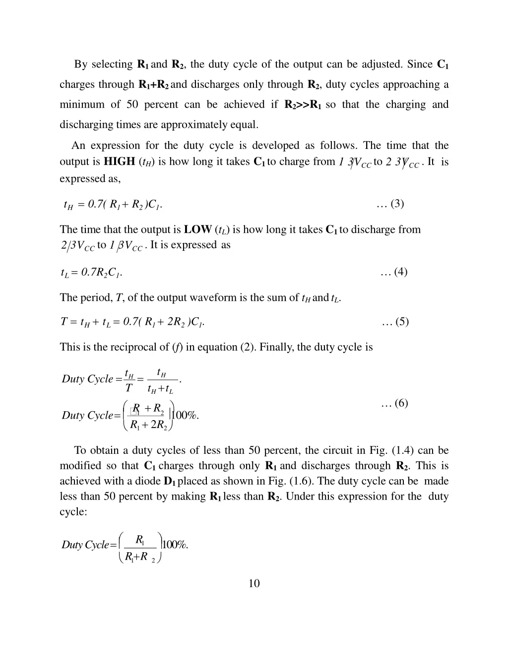 by selecting r 1 and r 2 the duty cycle
