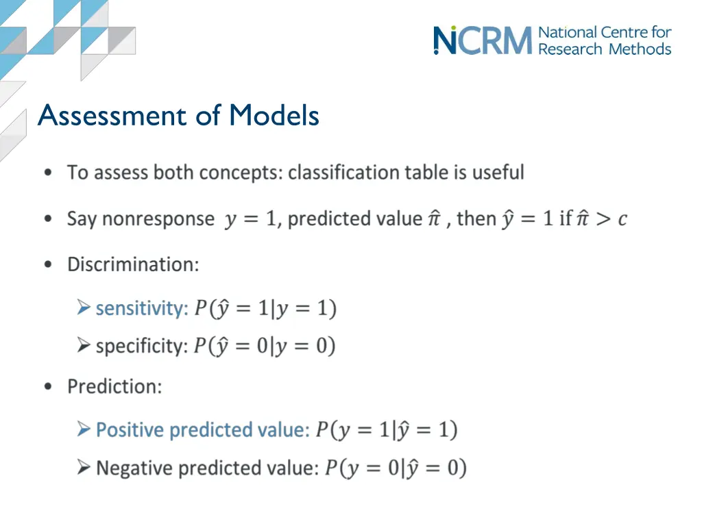 assessment of models 1