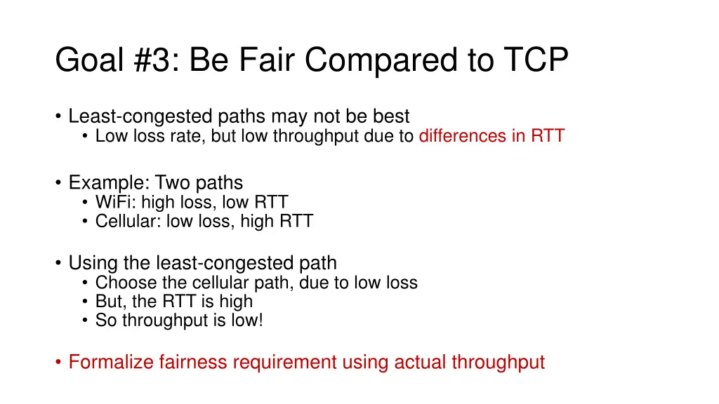 goal 3 be fair compared to tcp