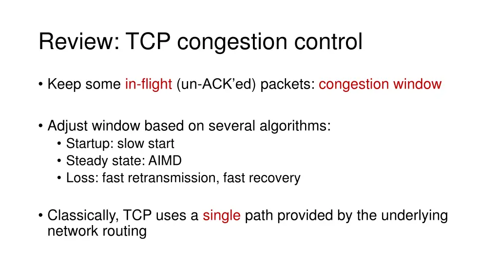 review tcp congestion control