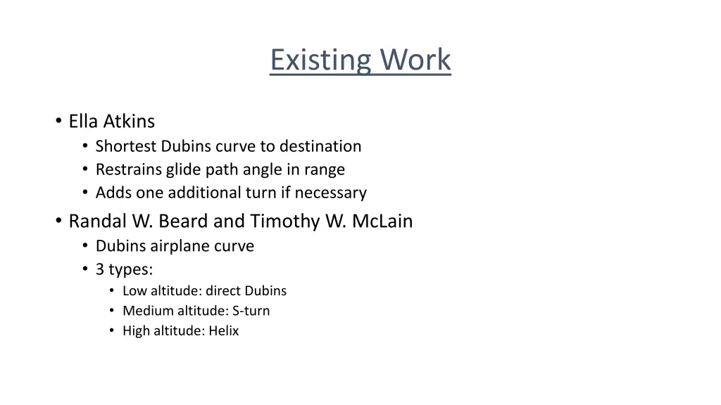 existing work