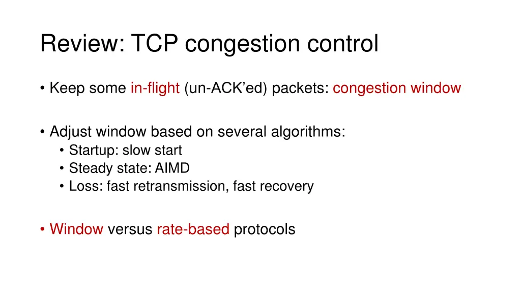 review tcp congestion control