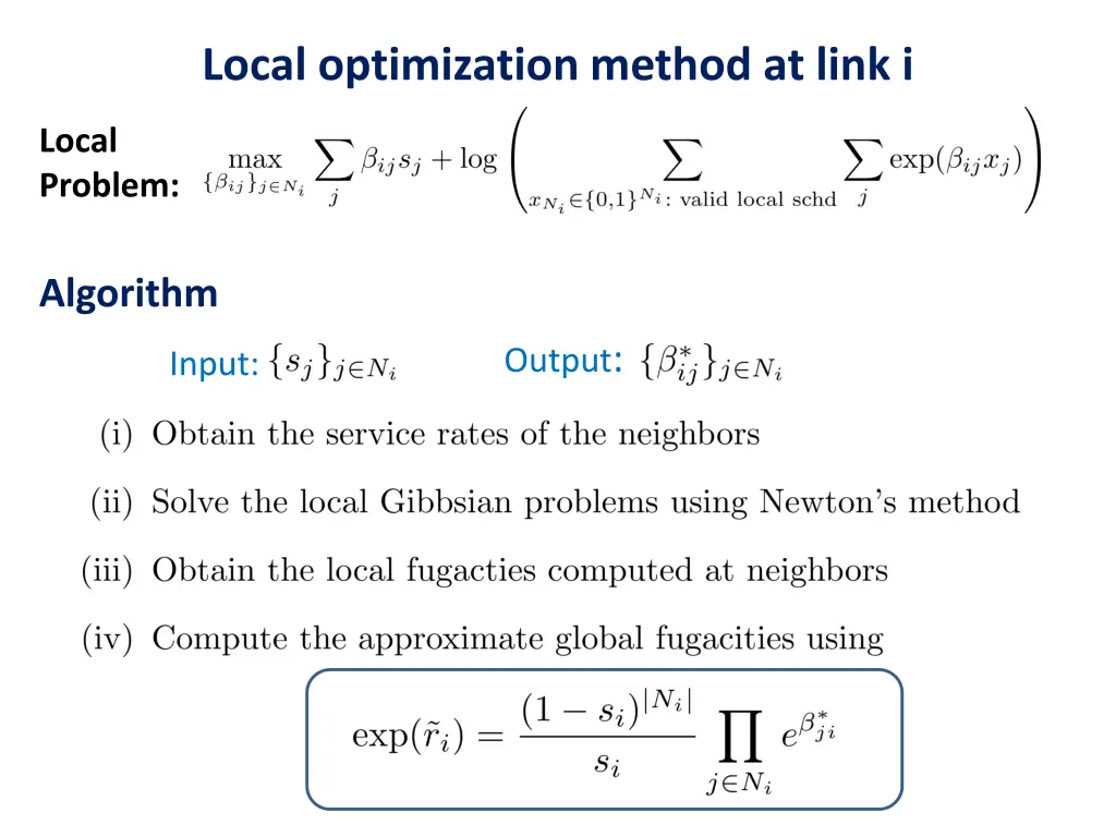 local optimization method at link i