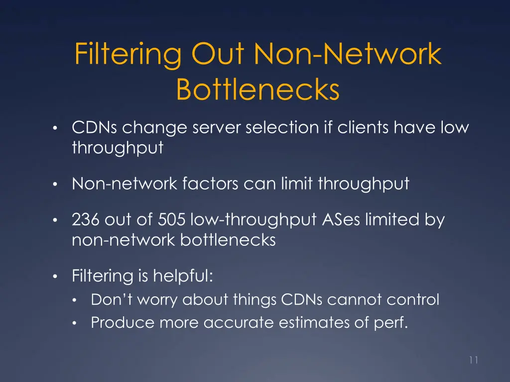 filtering out non network bottlenecks