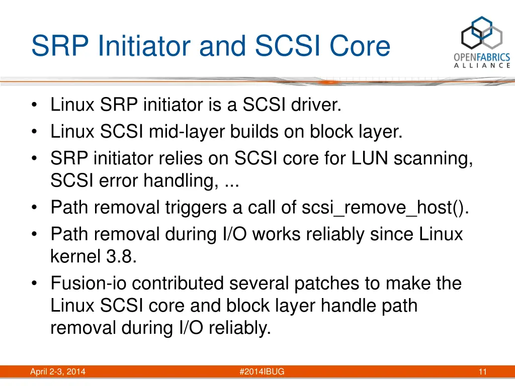 srp initiator and scsi core