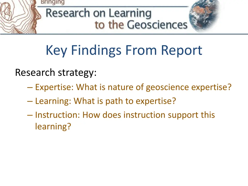 key findings from report 1