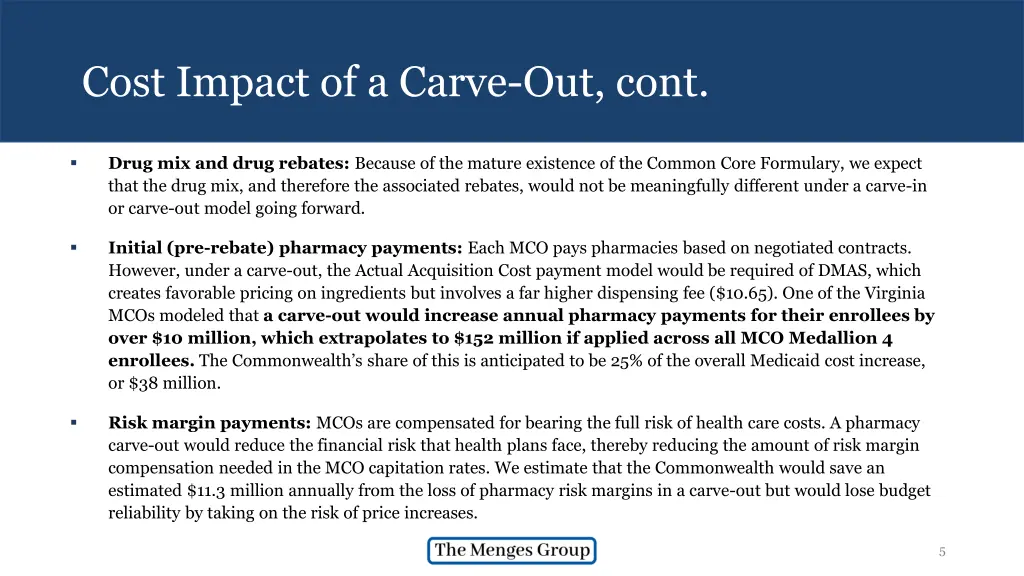cost impact of a carve out cont
