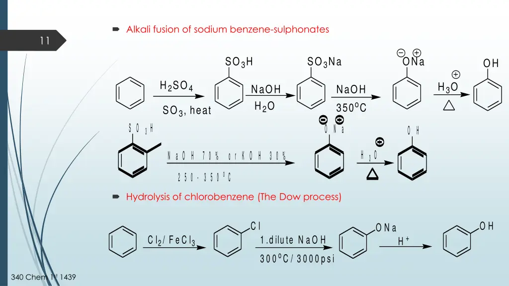 alkali fusion of sodium benzene sulphonates