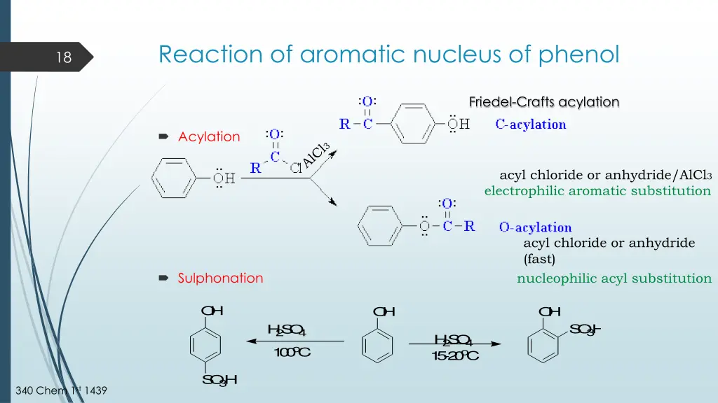 reaction of aromatic nucleus of phenol