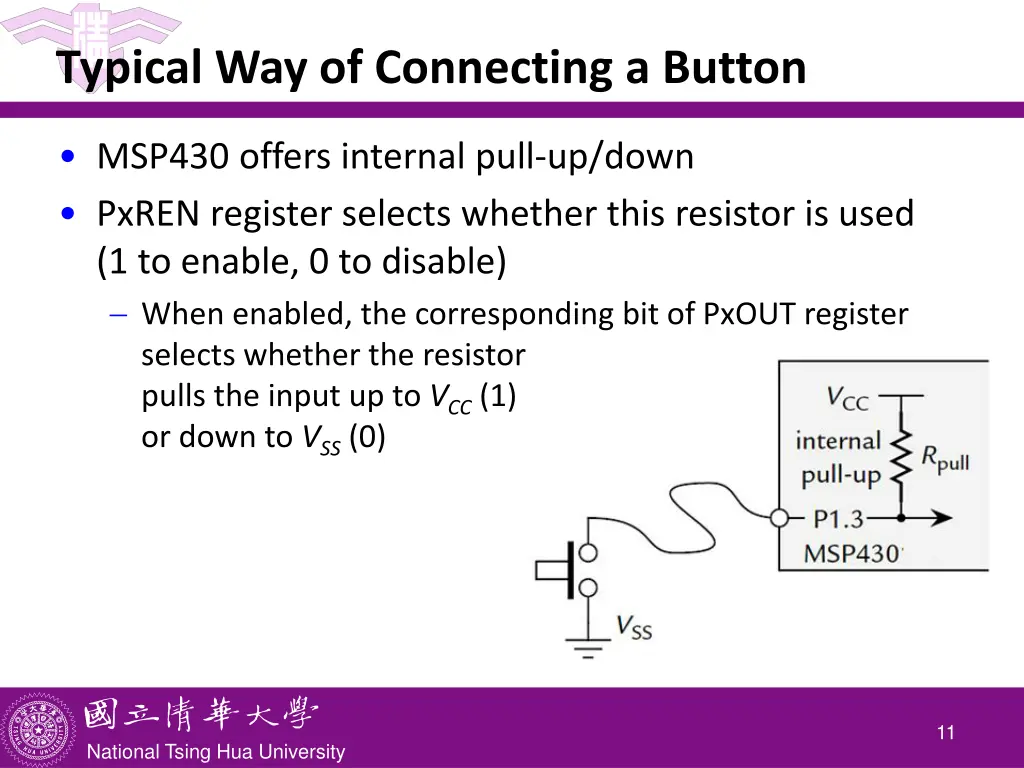 typical way of connecting a button 1