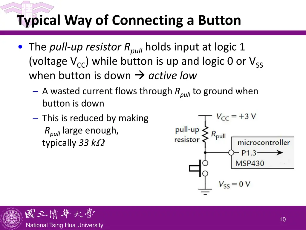 typical way of connecting a button