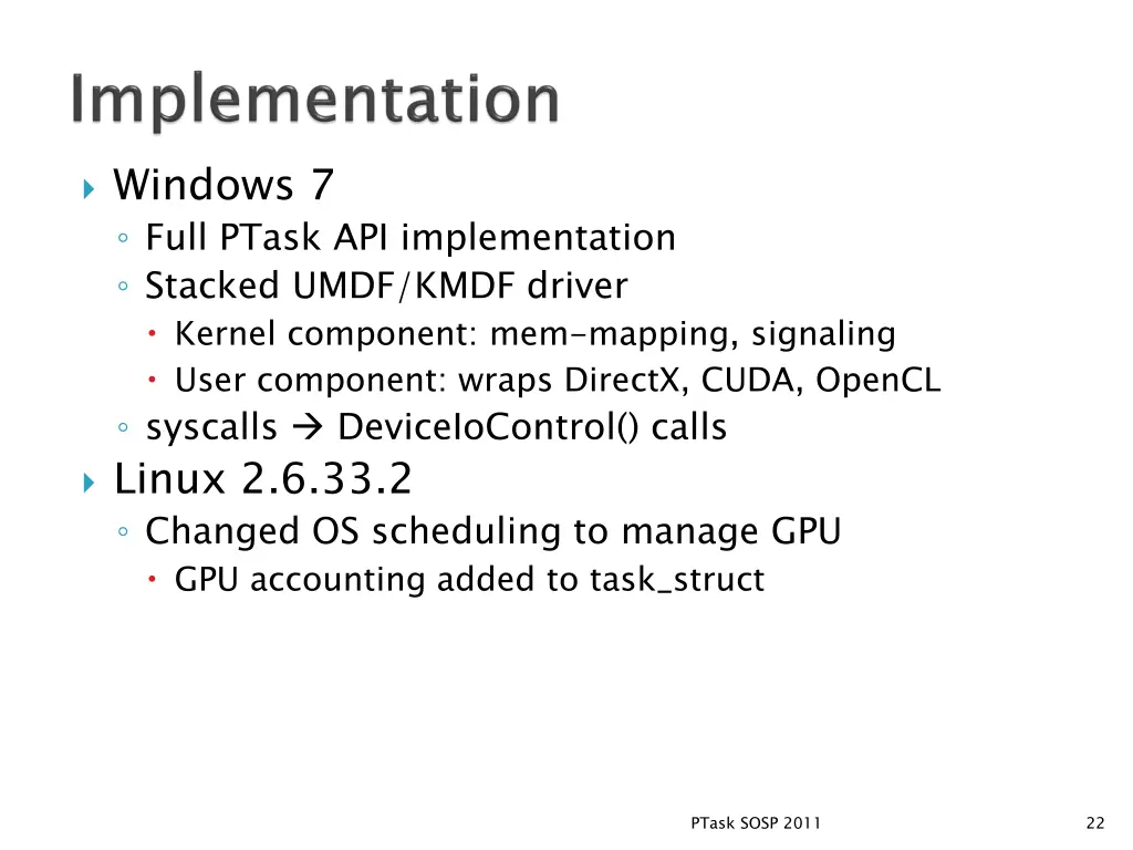 windows 7 full ptask api implementation stacked