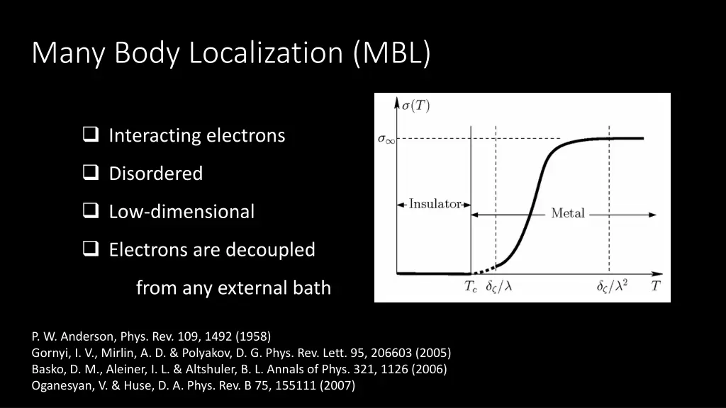 many body localization mbl
