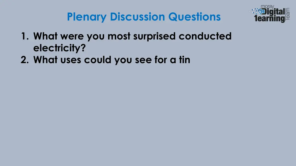 plenary discussion questions