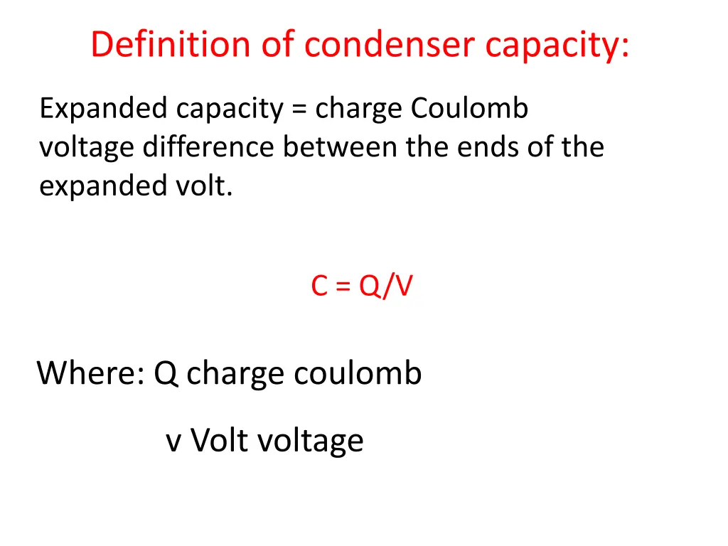 definition of condenser capacity