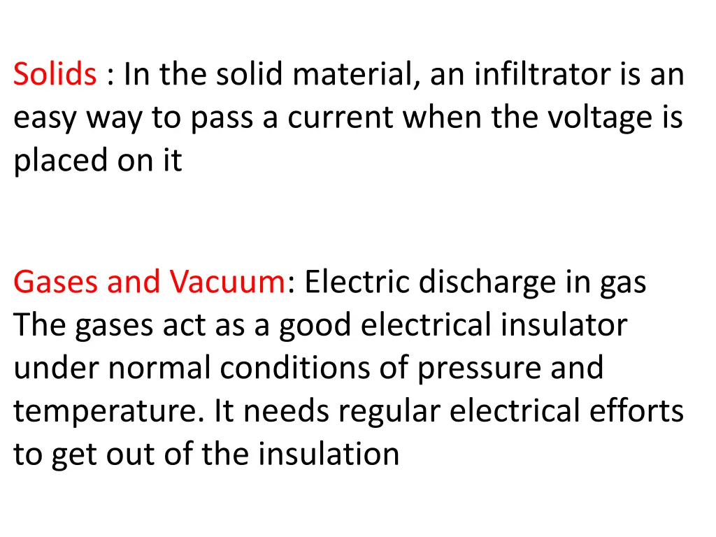 solids in the solid material an infiltrator