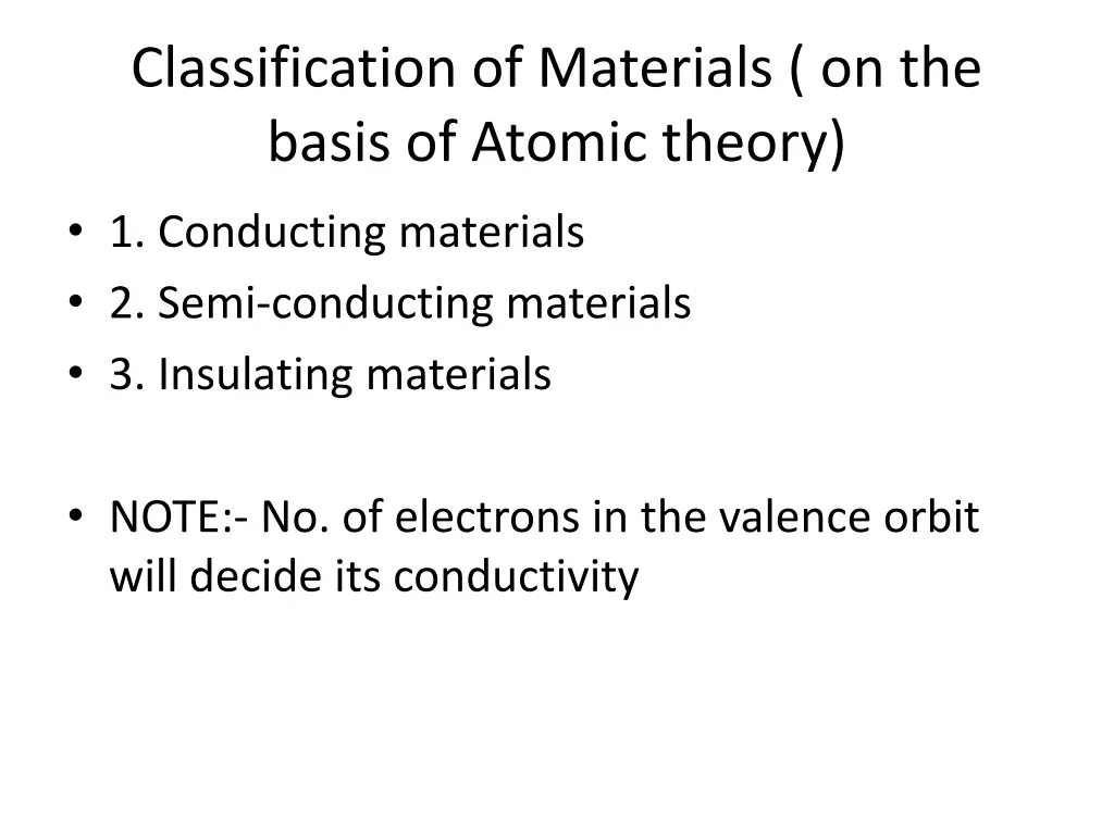 classification of materials on the basis