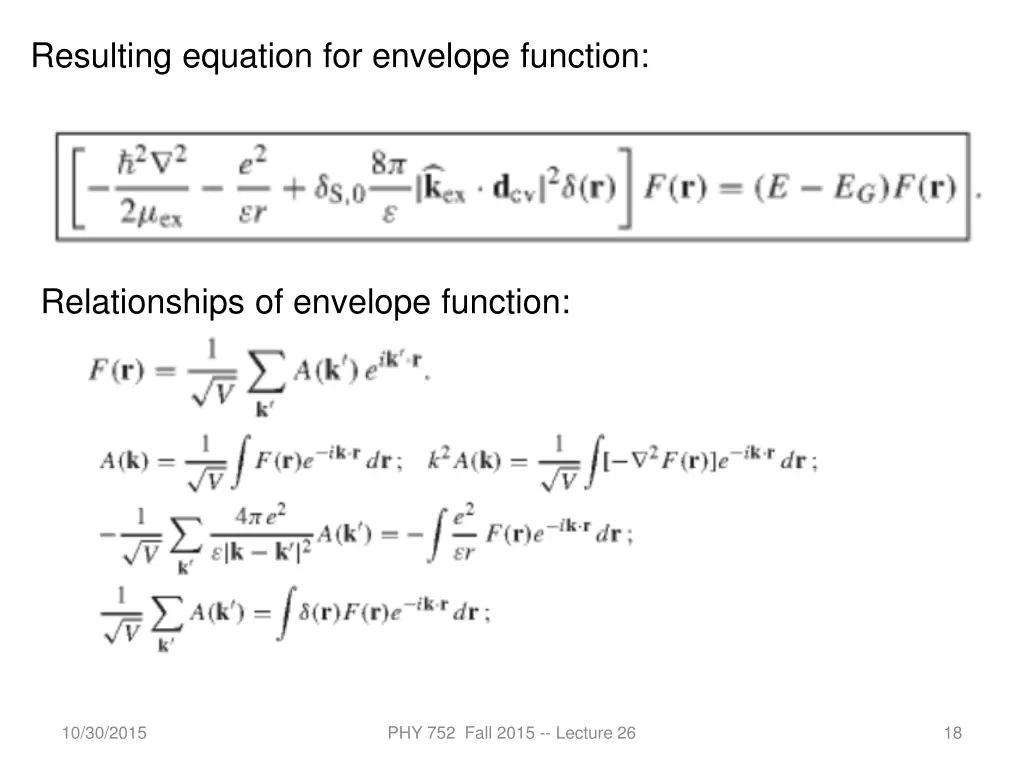resulting equation for envelope function