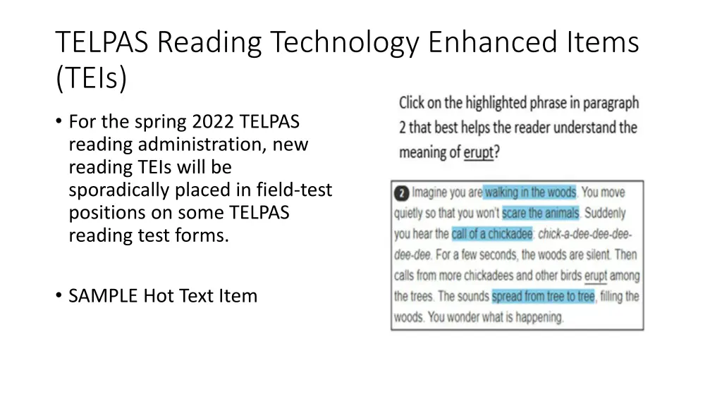 telpas reading technology enhanced items teis